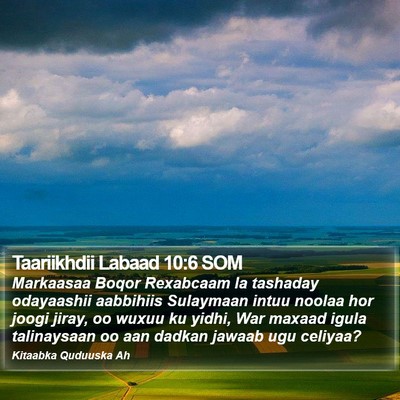 Taariikhdii Labaad 10:6 SOM Bible Verse Image
