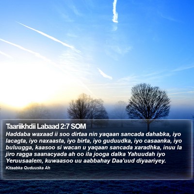 Taariikhdii Labaad 2:7 SOM Bible Verse Image