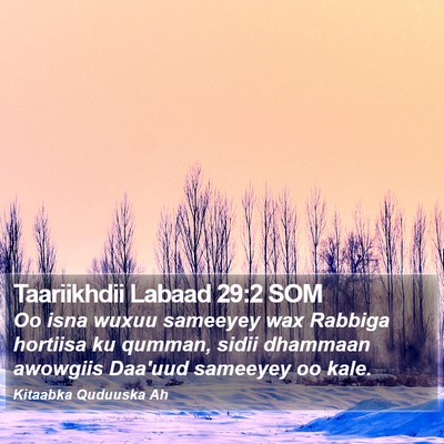 Taariikhdii Labaad 29:2 SOM Bible Verse Image