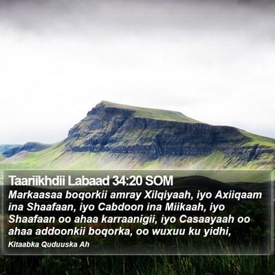 Taariikhdii Labaad 34:20 SOM Bible Verse Image