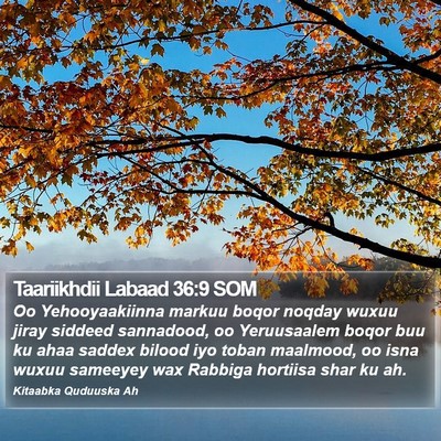Taariikhdii Labaad 36:9 SOM Bible Verse Image