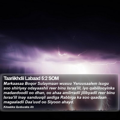Taariikhdii Labaad 5:2 SOM Bible Verse Image