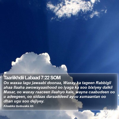 Taariikhdii Labaad 7:22 SOM Bible Verse Image