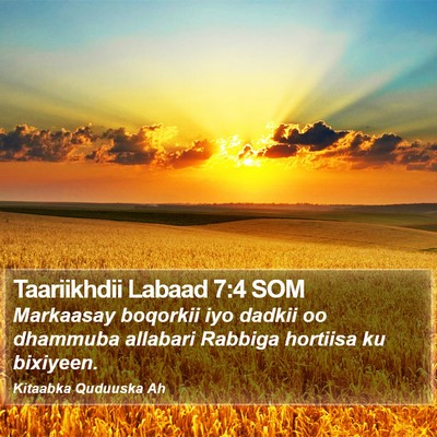 Taariikhdii Labaad 7:4 SOM Bible Verse Image