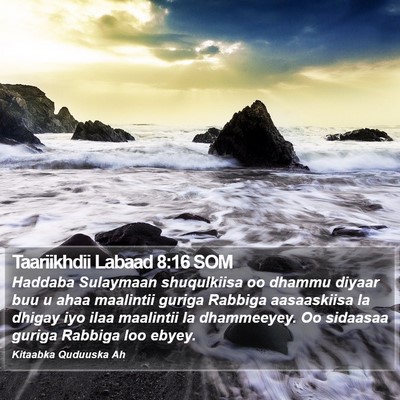 Taariikhdii Labaad 8:16 SOM Bible Verse Image