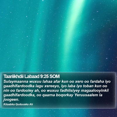 Taariikhdii Labaad 9:25 SOM Bible Verse Image