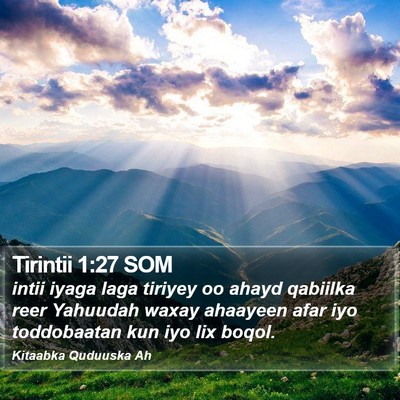 Tirintii 1:27 SOM Bible Verse Image