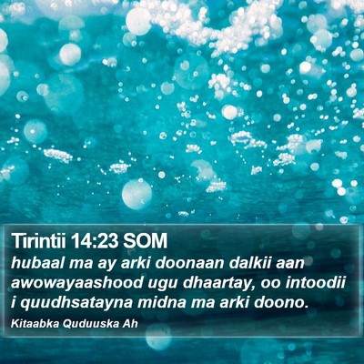 Tirintii 14:23 SOM Bible Verse Image