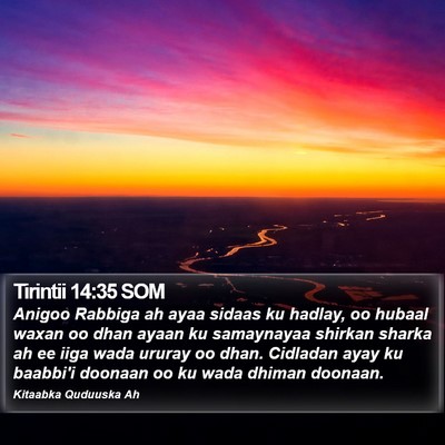Tirintii 14:35 SOM Bible Verse Image