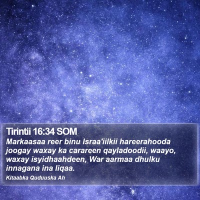 Tirintii 16:34 SOM Bible Verse Image