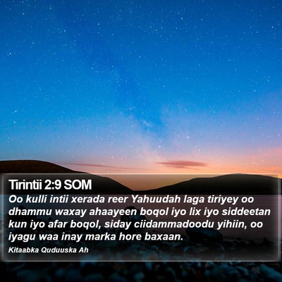 Tirintii 2:9 SOM Bible Verse Image