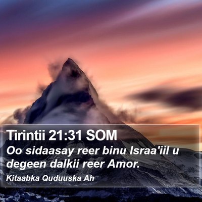 Tirintii 21:31 SOM Bible Verse Image