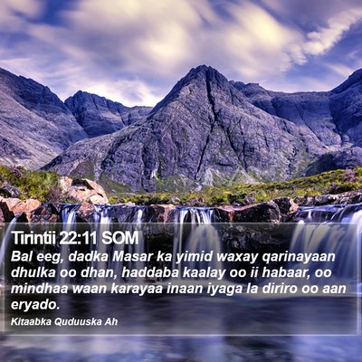 Tirintii 22:11 SOM Bible Verse Image