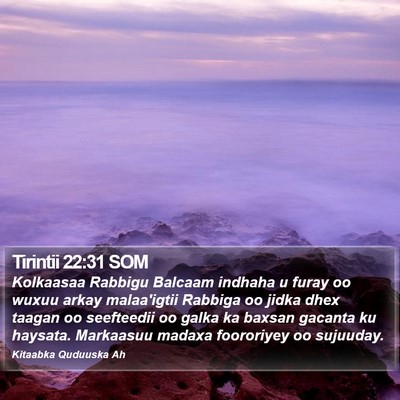 Tirintii 22:31 SOM Bible Verse Image