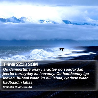 Tirintii 22:33 SOM Bible Verse Image