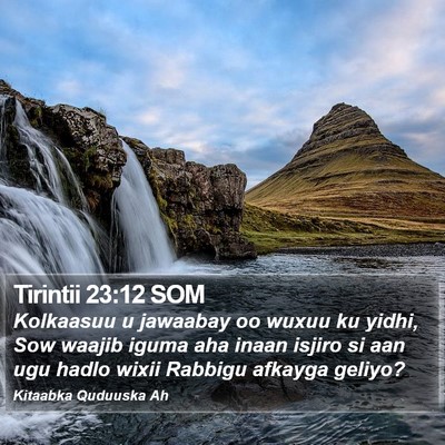 Tirintii 23:12 SOM Bible Verse Image