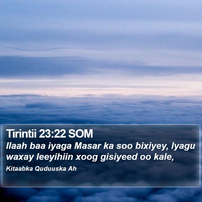 Tirintii 23:22 SOM Bible Verse Image