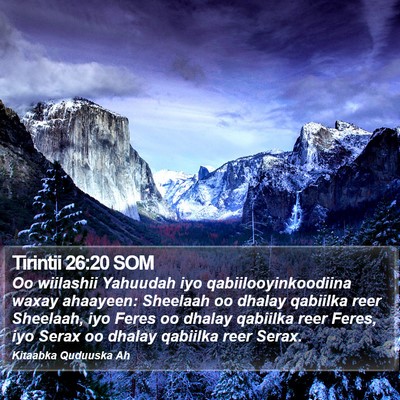 Tirintii 26:20 SOM Bible Verse Image