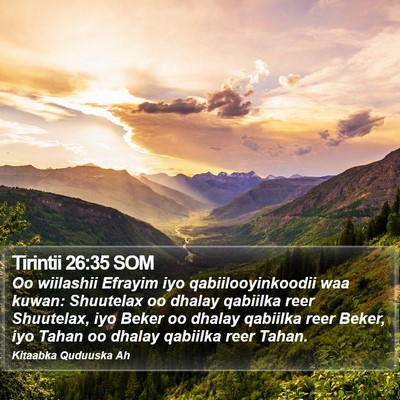 Tirintii 26:35 SOM Bible Verse Image
