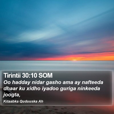 Tirintii 30:10 SOM Bible Verse Image