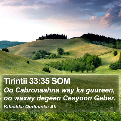 Tirintii 33:35 SOM Bible Verse Image