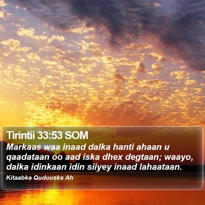 Tirintii 33:53 SOM Bible Verse Image