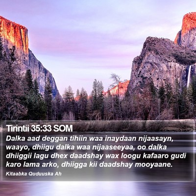 Tirintii 35:33 SOM Bible Verse Image