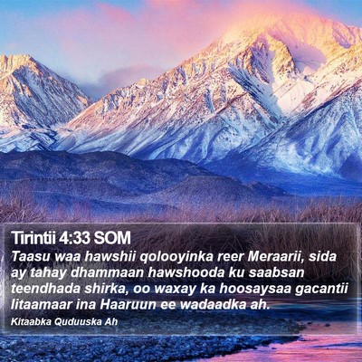 Tirintii 4:33 SOM Bible Verse Image