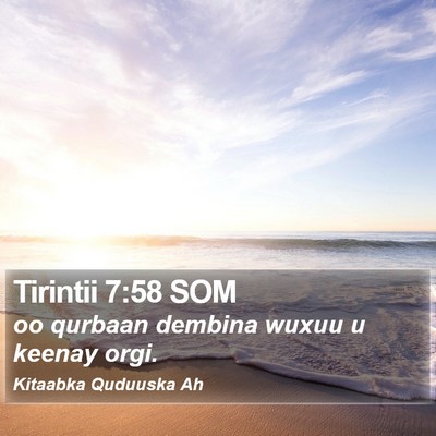 Tirintii 7:58 SOM Bible Verse Image