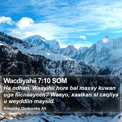 Wacdiyahii 7:10 SOM Bible Verse Image