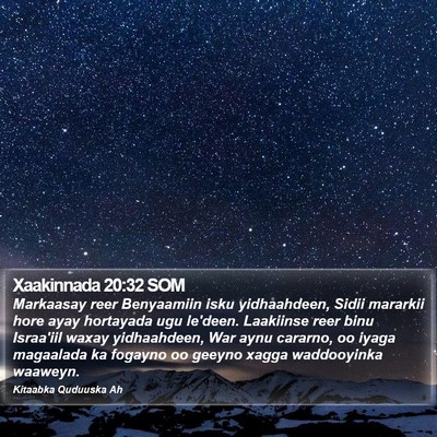 Xaakinnada 20:32 SOM Bible Verse Image