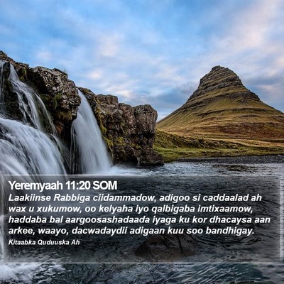 Yeremyaah 11:20 SOM Bible Verse Image