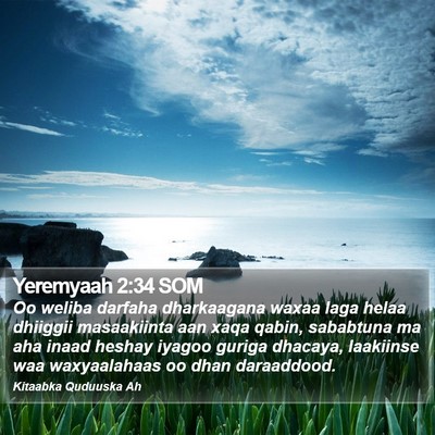 Yeremyaah 2:34 SOM Bible Verse Image