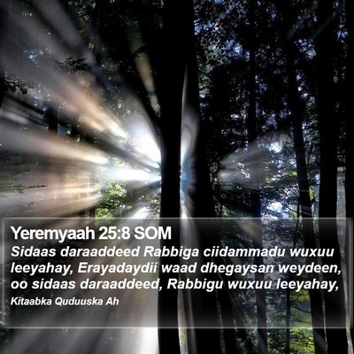 Yeremyaah 25:8 SOM Bible Verse Image