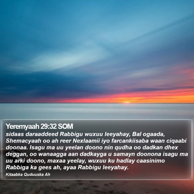 Yeremyaah 29:32 SOM Bible Verse Image
