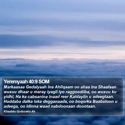 Yeremyaah 40:9 SOM Bible Verse Image