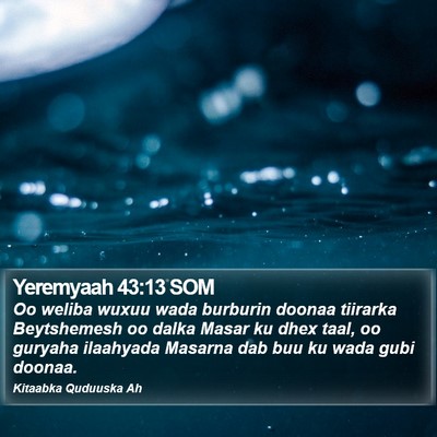 Yeremyaah 43:13 SOM Bible Verse Image
