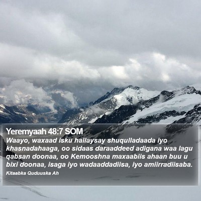 Yeremyaah 48:7 SOM Bible Verse Image