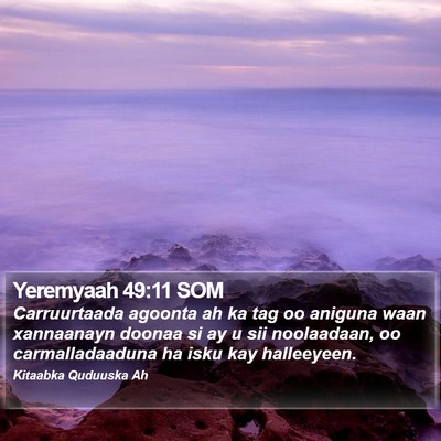 Yeremyaah 49:11 SOM Bible Verse Image