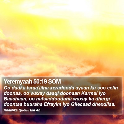 Yeremyaah 50:19 SOM Bible Verse Image