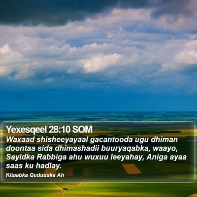 Yexesqeel 28:10 SOM Bible Verse Image