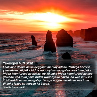 Yexesqeel 46:9 SOM Bible Verse Image