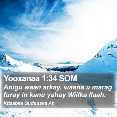 Yooxanaa 1:34 SOM Bible Verse Image