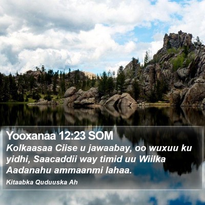 Yooxanaa 12:23 SOM Bible Verse Image