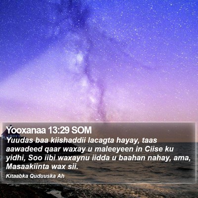 Yooxanaa 13:29 SOM Bible Verse Image
