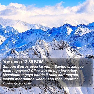 Yooxanaa 13:36 SOM Bible Verse Image