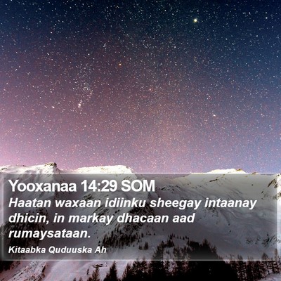 Yooxanaa 14:29 SOM Bible Verse Image