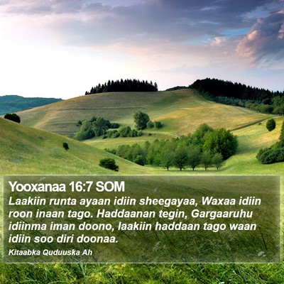 Yooxanaa 16:7 SOM Bible Verse Image