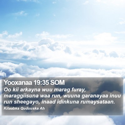 Yooxanaa 19:35 SOM Bible Verse Image