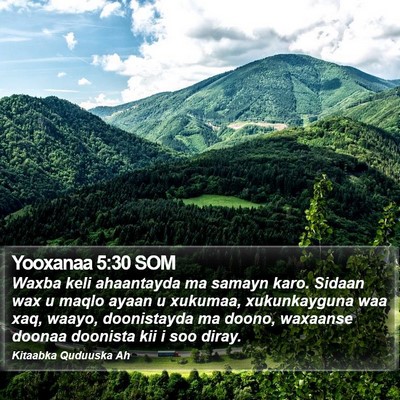 Yooxanaa 5:30 SOM Bible Verse Image
